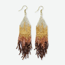 Load image into Gallery viewer, Claire Ombre Beaded Fringe Earrings Mixed Metallic
