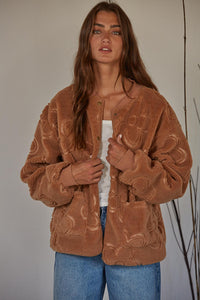 Camel Floral Woven Jacket