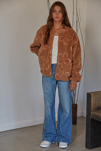 Camel Floral Woven Jacket
