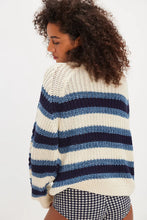 Load image into Gallery viewer, Frankie Cable Sweater in Blue Stripe