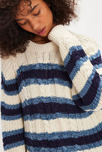Load image into Gallery viewer, Frankie Cable Sweater in Blue Stripe
