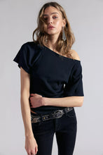 Load image into Gallery viewer, Lucy Off The Shoulder Tee in Black