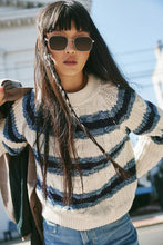 Load image into Gallery viewer, Frankie Cable Sweater in Blue Stripe