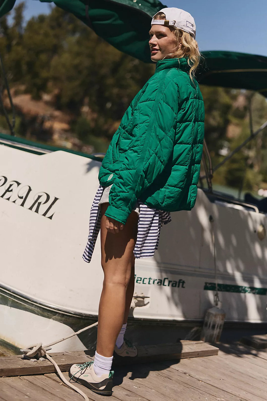 Pippa Packable Puffer Jacket in Green Glow