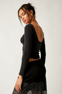 Black Long Run Layering Top