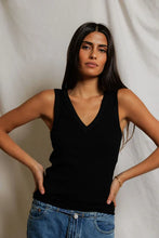 Load image into Gallery viewer, Mallory Luxe Rib V-Neck Tank in Black