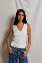 Load image into Gallery viewer, Mallory Luxe Rib V-Neck Tank in White