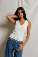 Load image into Gallery viewer, Mallory Luxe Rib V-Neck Tank in White