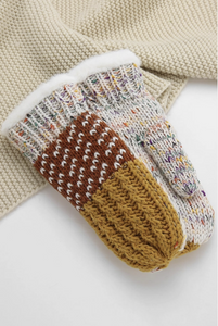 Tri-pattern Knitted Mittens