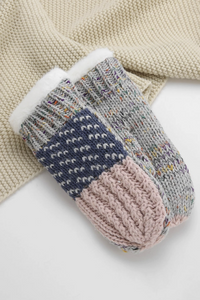 Tri-pattern Knitted Mittens