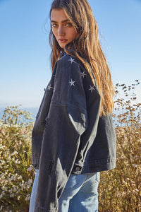 Black Star Studded Denim Jacket