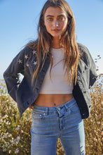 Load image into Gallery viewer, Black Star Studded Denim Jacket