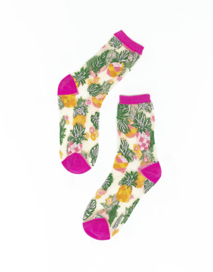 Tropical Pineapples Sheer Socks