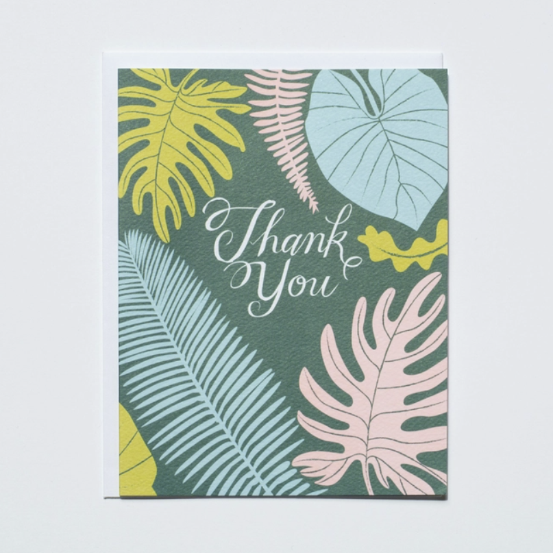 Tropical Leaves Thank You Card