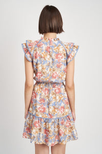 Blue Floral Soleil Mini Dress