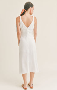 White Blissed Out Scrunchy Strap Midi Dress