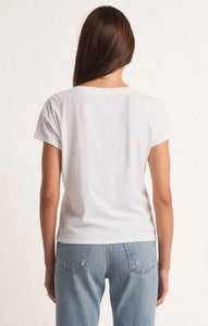 White Modern V Neck Tee