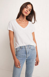 White Modern V Neck Tee