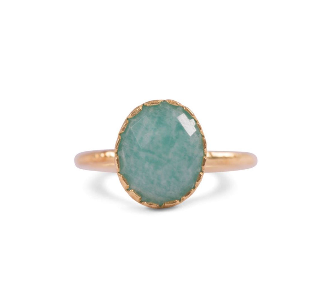 Gold Plated Ring with Amazonite