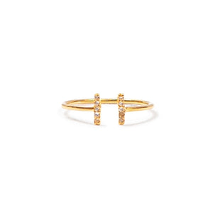 Gold Plated White Topaz Double Bar Ring