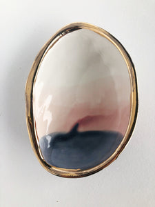 Ceramic Abalone Dish, in Sunset with 22K Gold