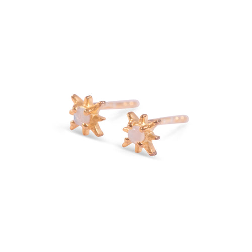 Gold Starburst Studs with Opal