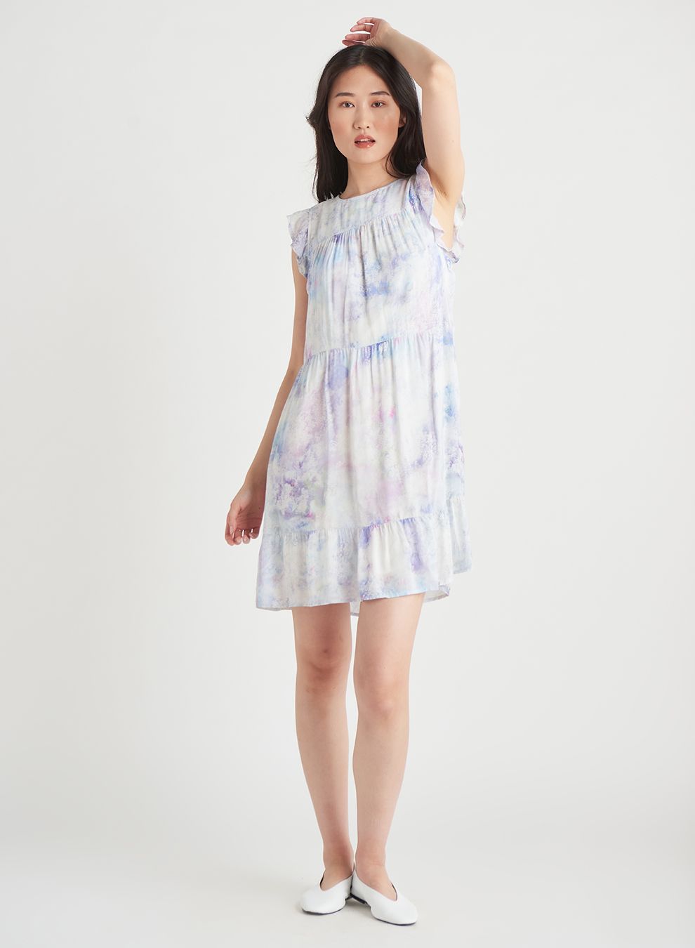 Pastel Blue Tiered Mini Dress