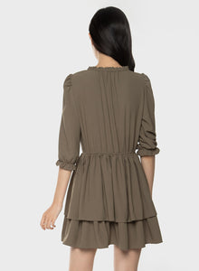 Shady Khaki Satin Mini Dress