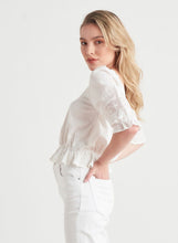 Load image into Gallery viewer, Cream Lace Trim Ruffle Top