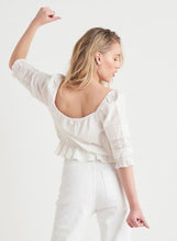 Load image into Gallery viewer, Cream Lace Trim Ruffle Top